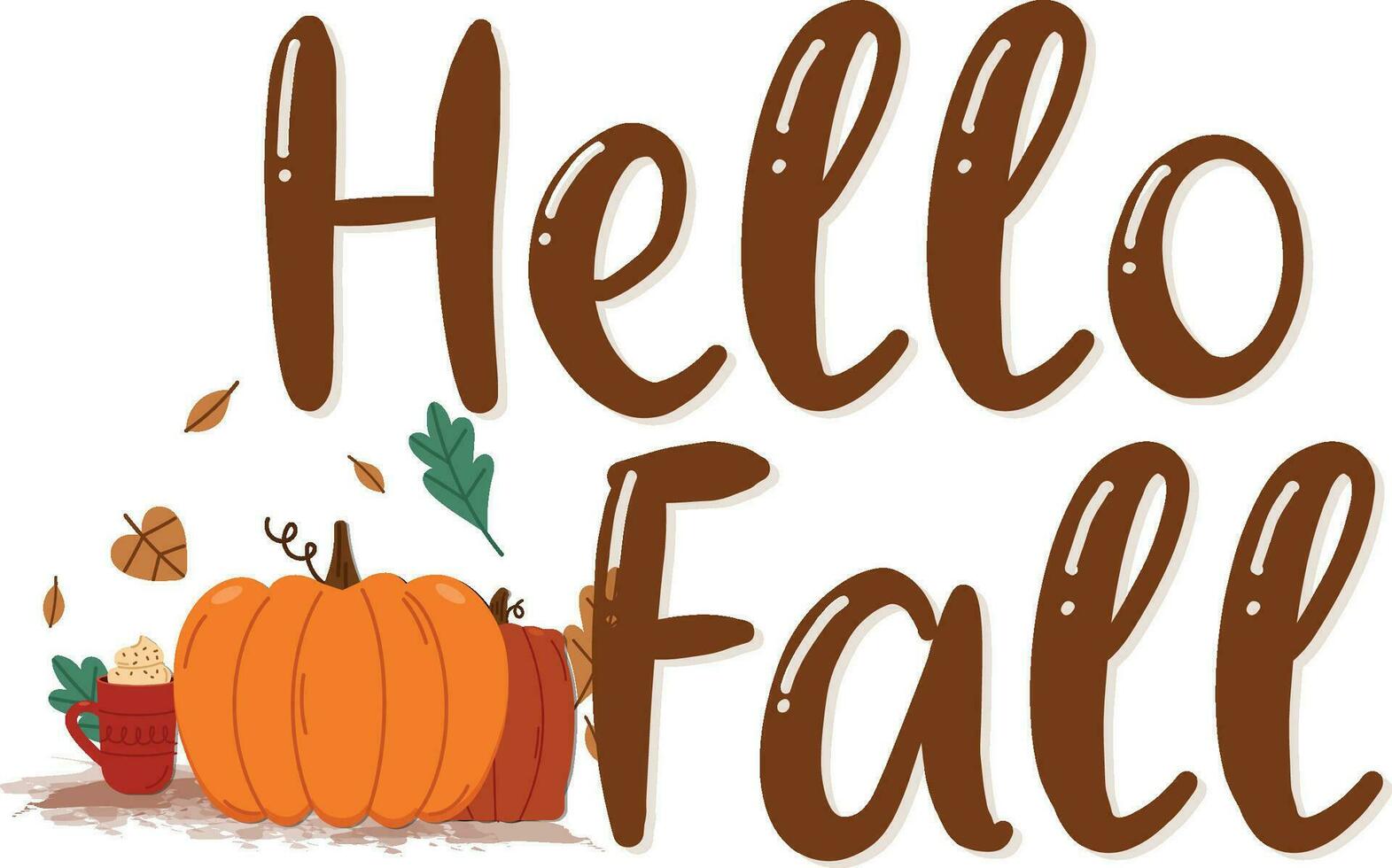 Hello fall T shirt design Illustration vector