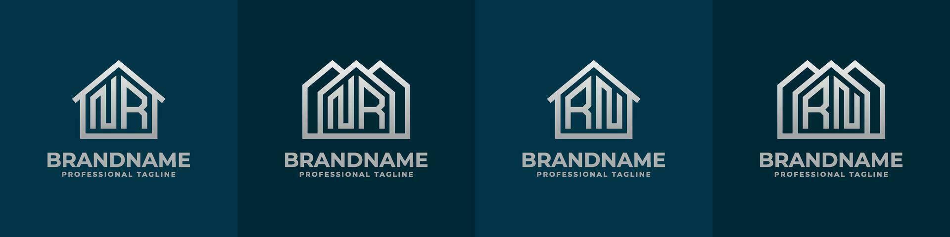 Letter NR and RN Home Logo Set. Suitable for any business related to house, real estate, construction, interior with NR or RN initials. vector
