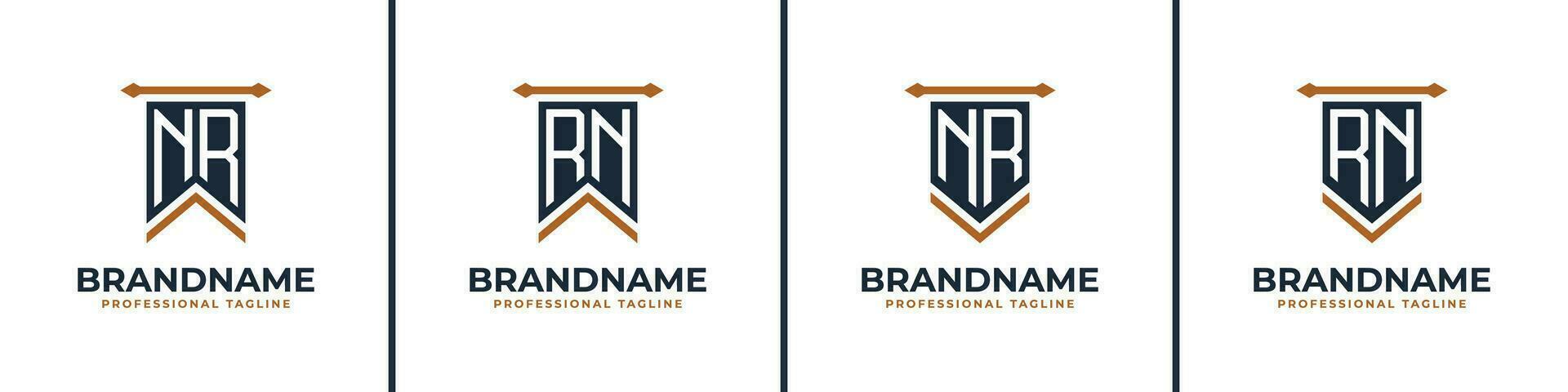 Letter NR and RN Pennant Flag Logo Set, Represent Victory. Suitable for any business with NR or RN initials. vector