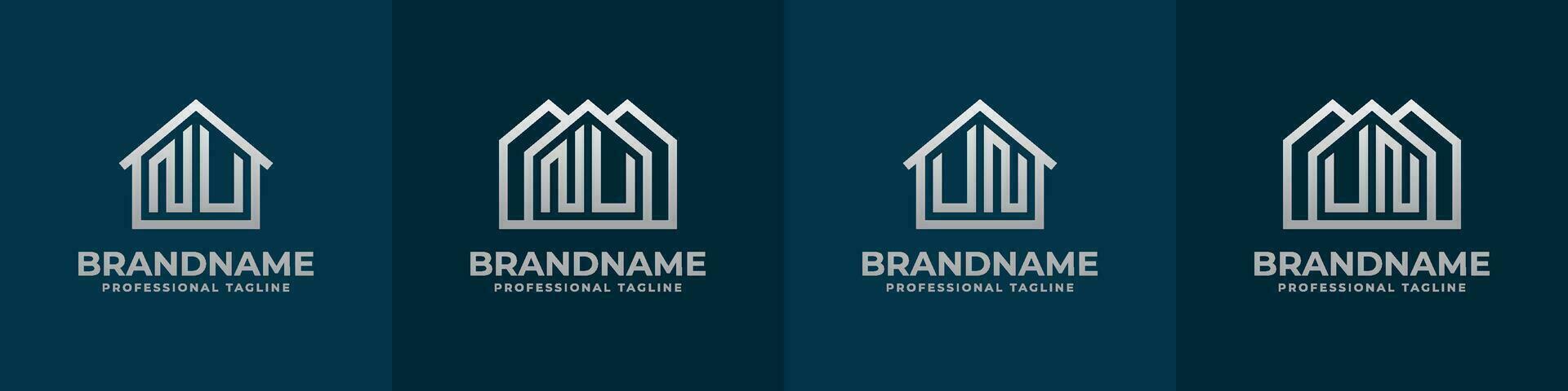 Letter NU and UN Home Logo Set. Suitable for any business related to house, real estate, construction, interior with NU or UN initials. vector