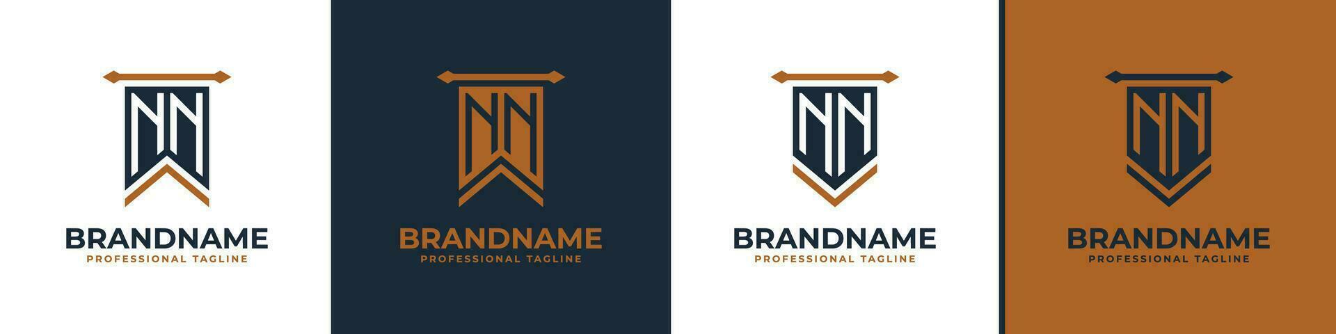 Letter NN Pennant Flag Logo Set, Represent Victory. Suitable for any business with N or NN initials. vector