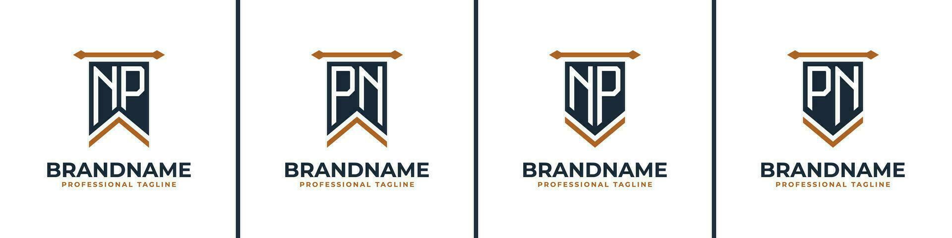 Letter NP and PN Pennant Flag Logo Set, Represent Victory. Suitable for any business with NP or PN initials. vector
