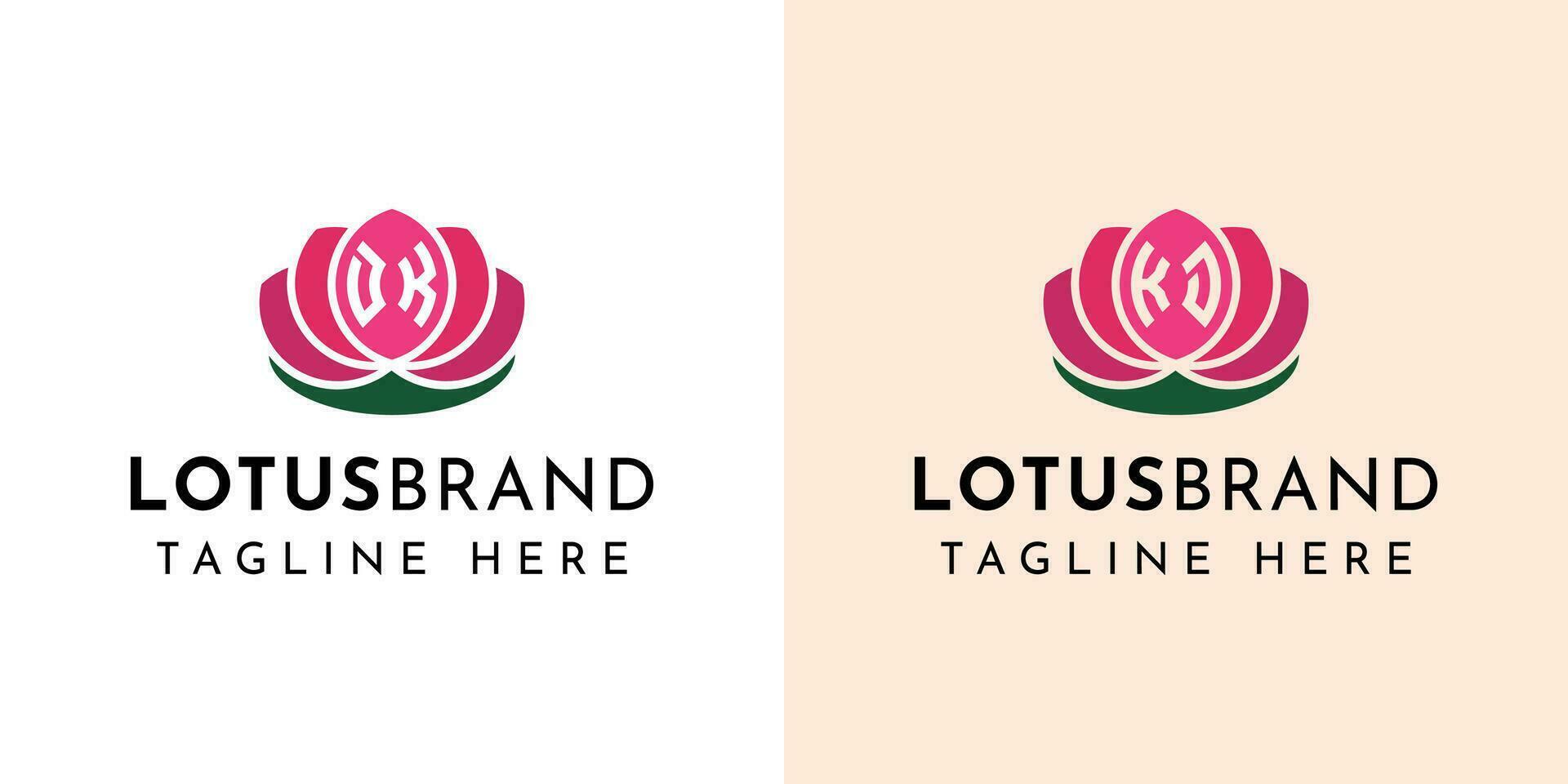 Letter DK and KD Lotus Logo Set, suitable for business related to lotus flowers with DK or KD initials. vector