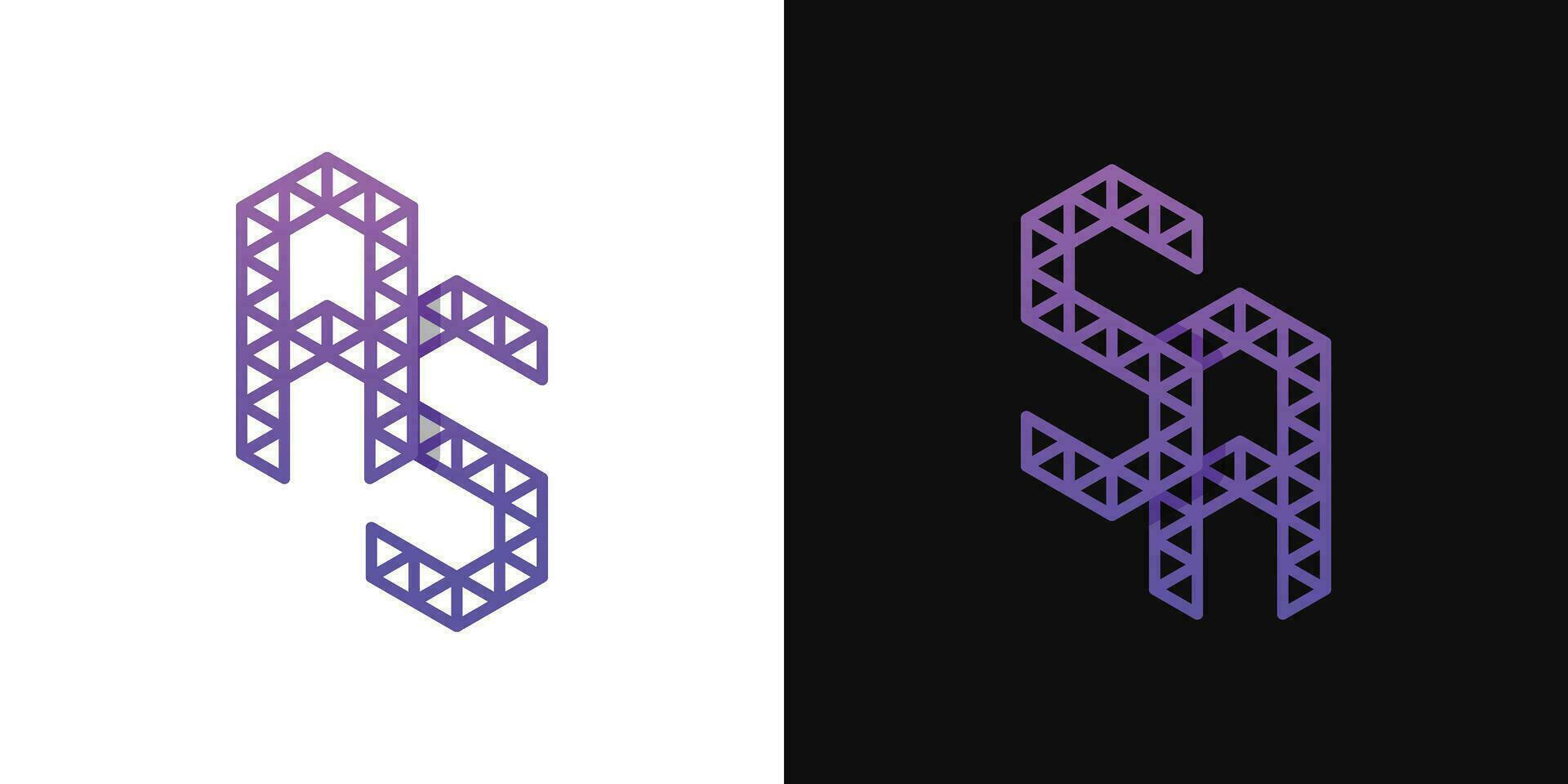Letters AS and SA Polygon Logo Set, suitable for business related to polygon with AS and SA initials. vector