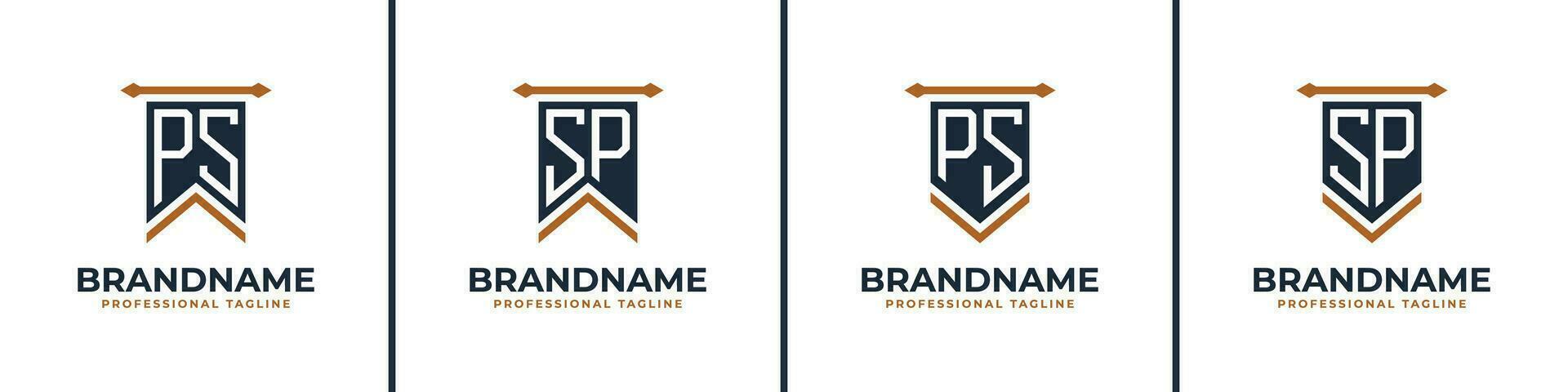 Letter PS and SP Pennant Flag Logo Set, Represent Victory. Suitable for any business with PS or SP initials. vector