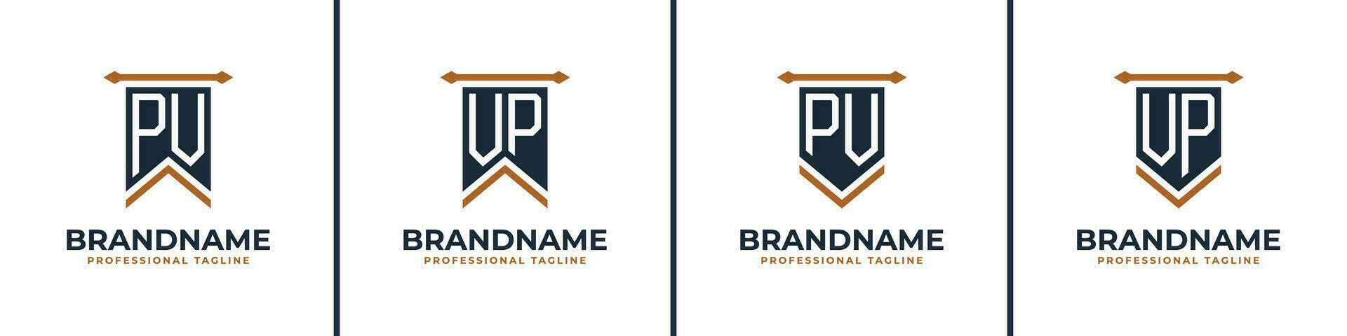 Letter PV and VP Pennant Flag Logo Set, Represent Victory. Suitable for any business with PV or VP initials. vector