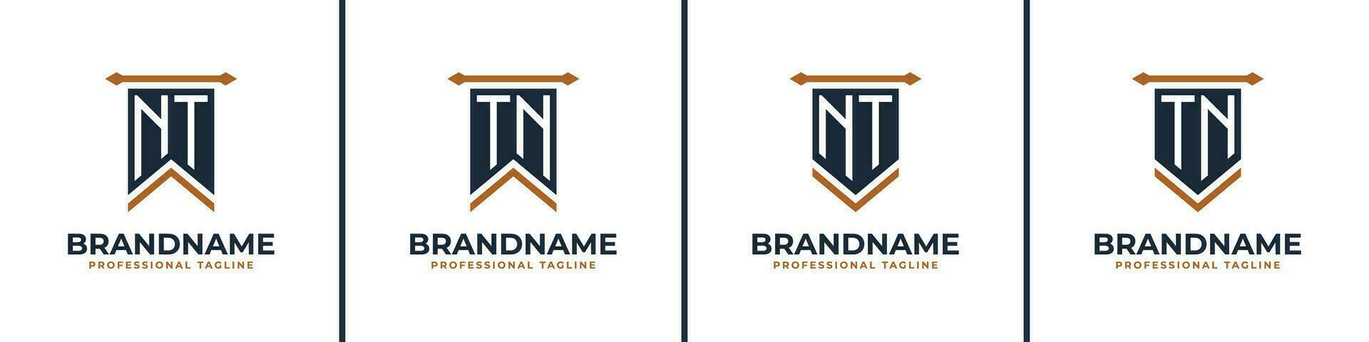 Letter NT and TN Pennant Flag Logo Set, Represent Victory. Suitable for any business with NT or TN initials. vector