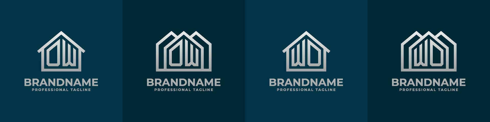 Letter OW and WO Home Logo Set. Suitable for any business related to house, real estate, construction, interior with OW or WO initials. vector