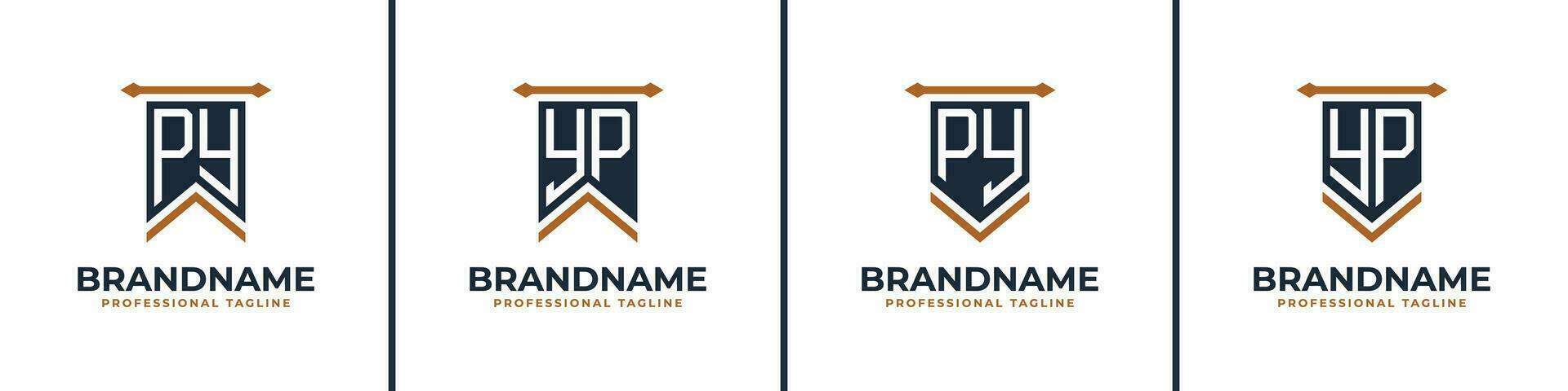 Letter PY and YP Pennant Flag Logo Set, Represent Victory. Suitable for any business with PY or YP initials. vector