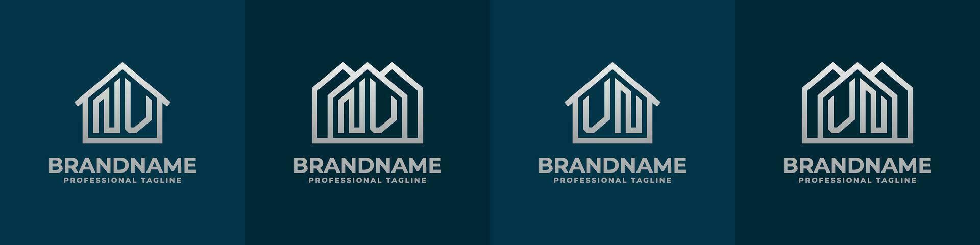 Letter NV and VN Home Logo Set. Suitable for any business related to house, real estate, construction, interior with NV or VN initials. vector
