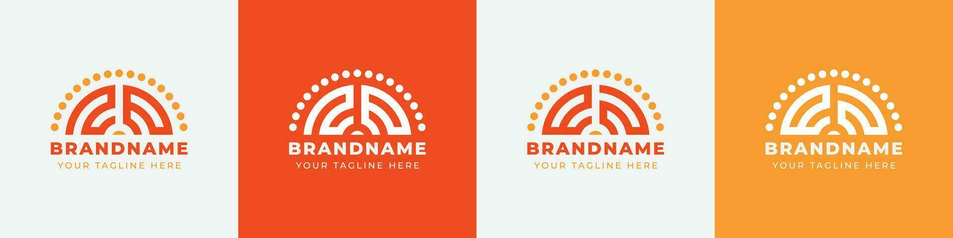 Letter EN and NE or EZ and ZDE Sunrise  Logo Set, suitable for any business with EN, NE, EZ, ZE initials. vector