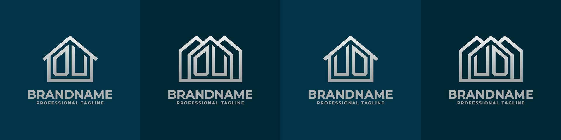 Letter OU and UO Home Logo Set. Suitable for any business related to house, real estate, construction, interior with OU or UO initials. vector