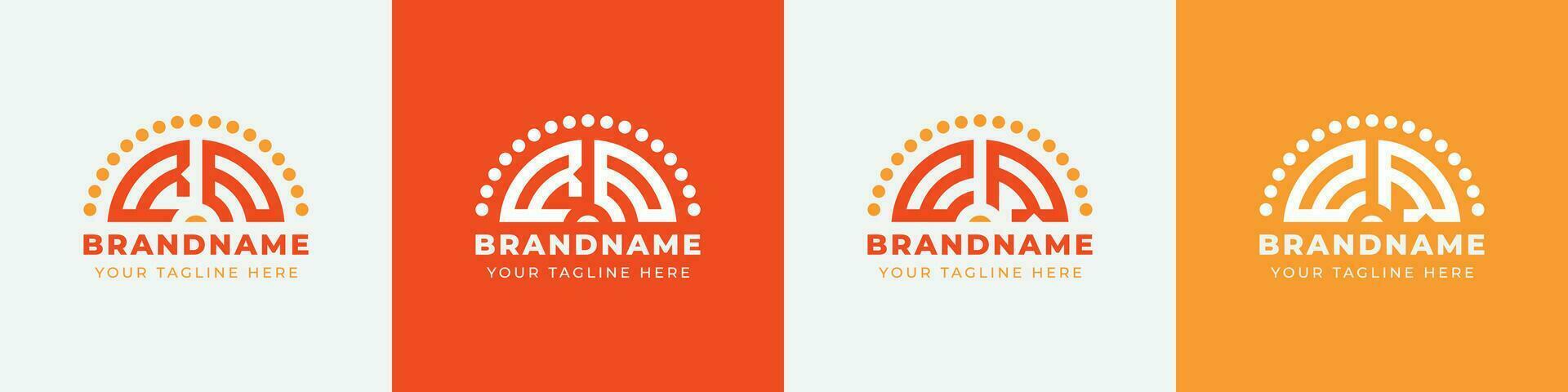 Letter ER and RE Sunrise  Logo Set, suitable for any business with ER or RE initials. vector