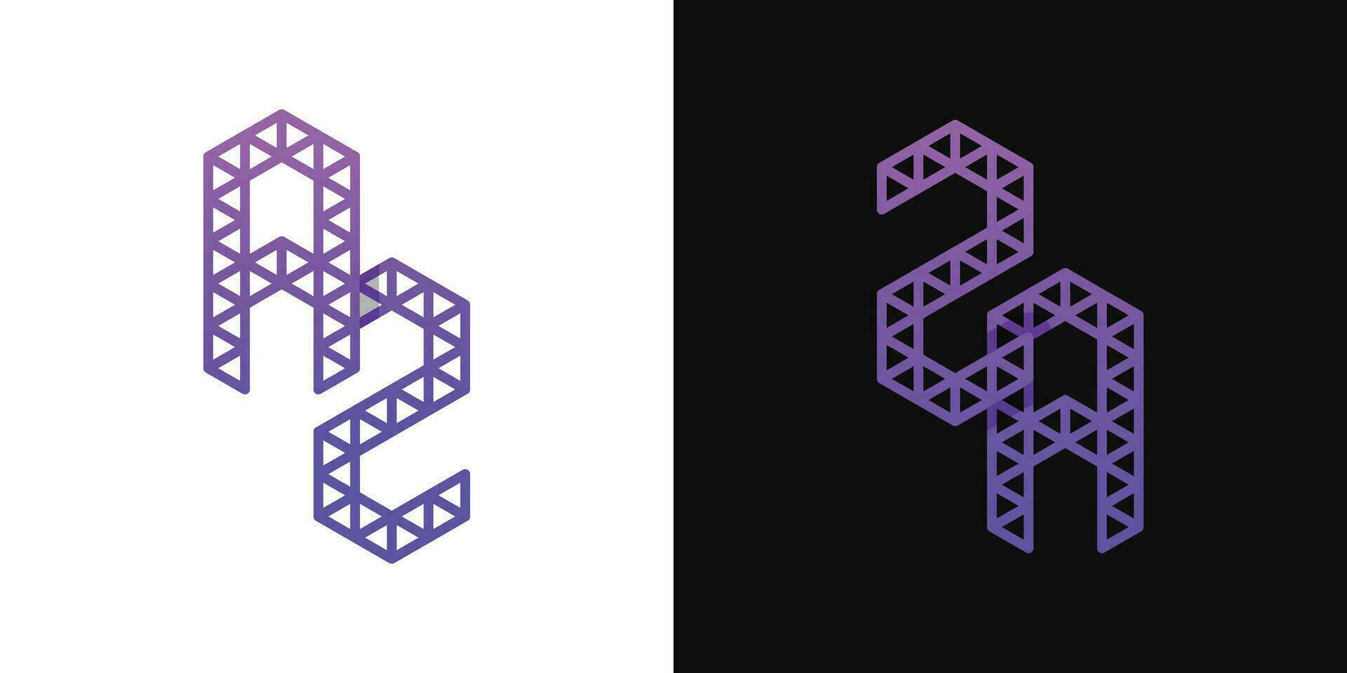 Letters AZ and ZA Polygon Logo Set, suitable for business related to polygon with AZ and ZA initials. vector