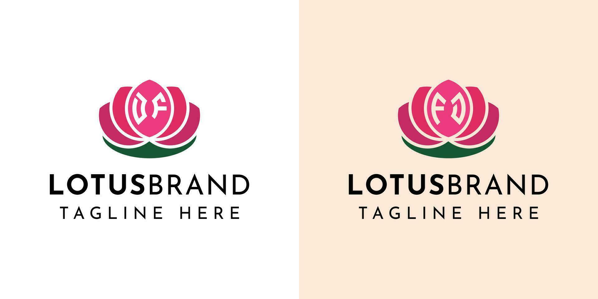 Letter DF and FD Lotus Logo Set, suitable for business related to lotus flowers with DF or FD initials. vector