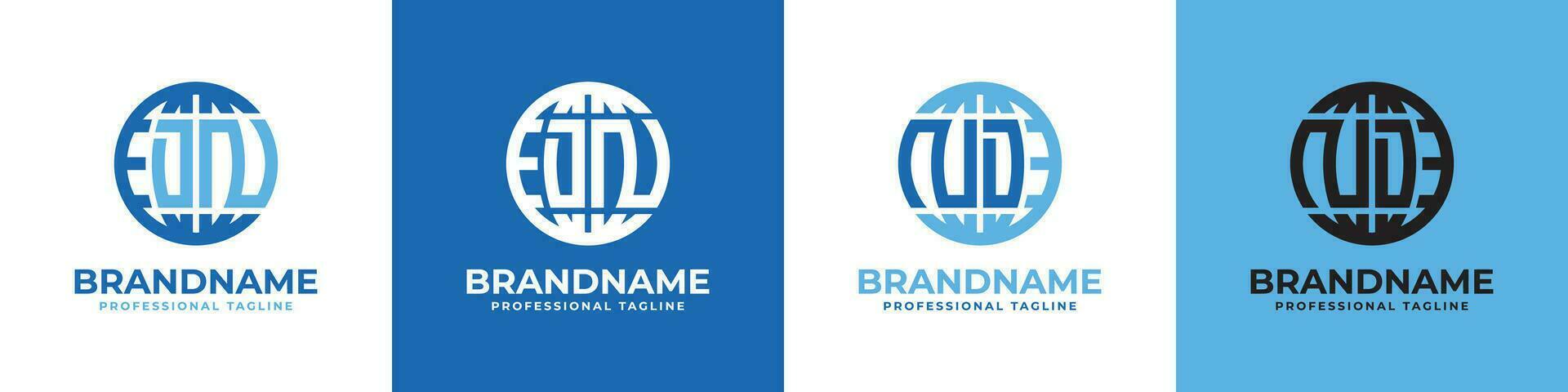 Letter DN and ND Globe Logo Set, suitable for any business with DN or ND initials. vector