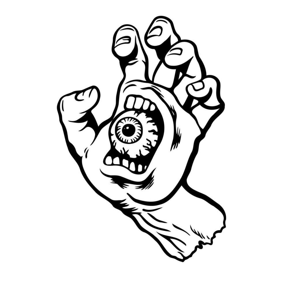 Vintage Hands with all seeing eye. Hand drawn sketchy illustration with mystic and occult hand drawn symbols vector