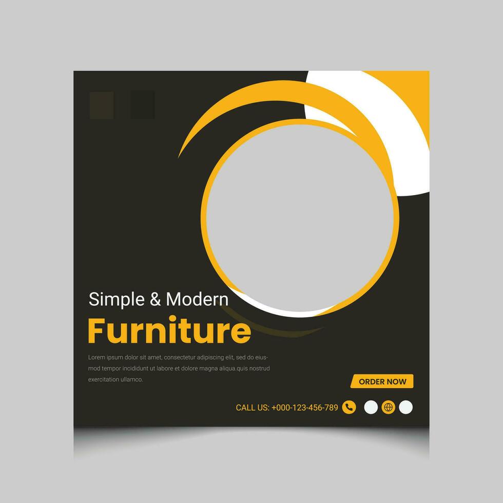 Modern Furniture social media post templates design vector