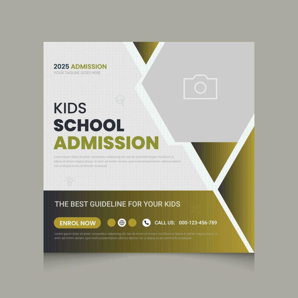 School admission for social media post template and online advertisement vector