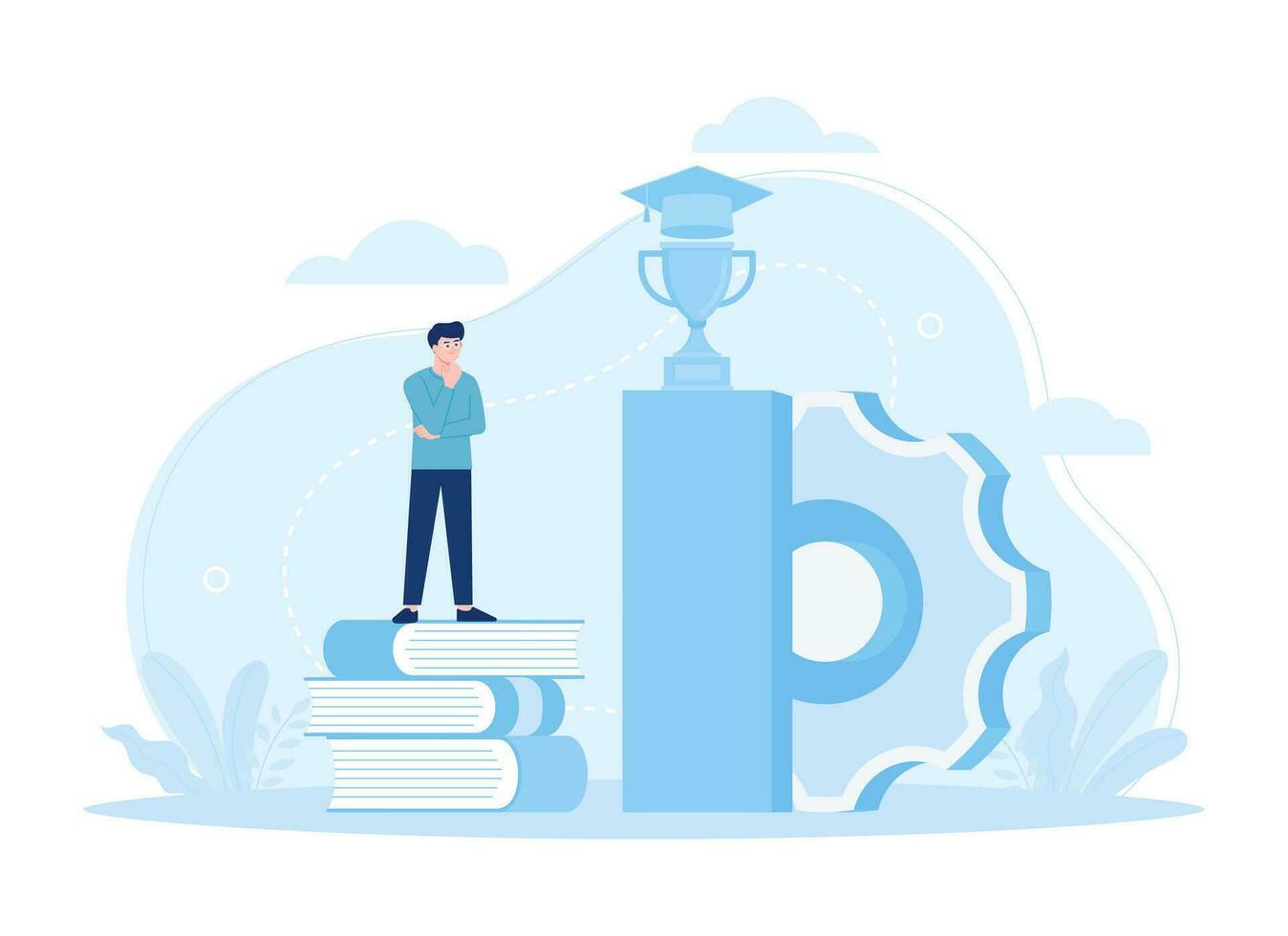 Learning for success graduation, mba concept flat illustration vector