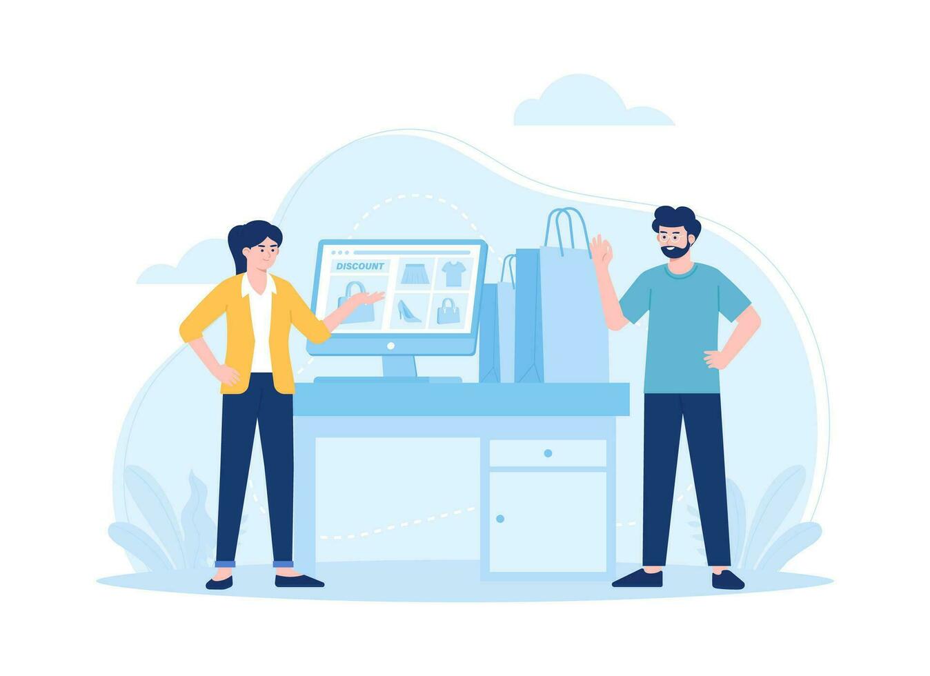 Partnership runs online business concept flat illustration vector