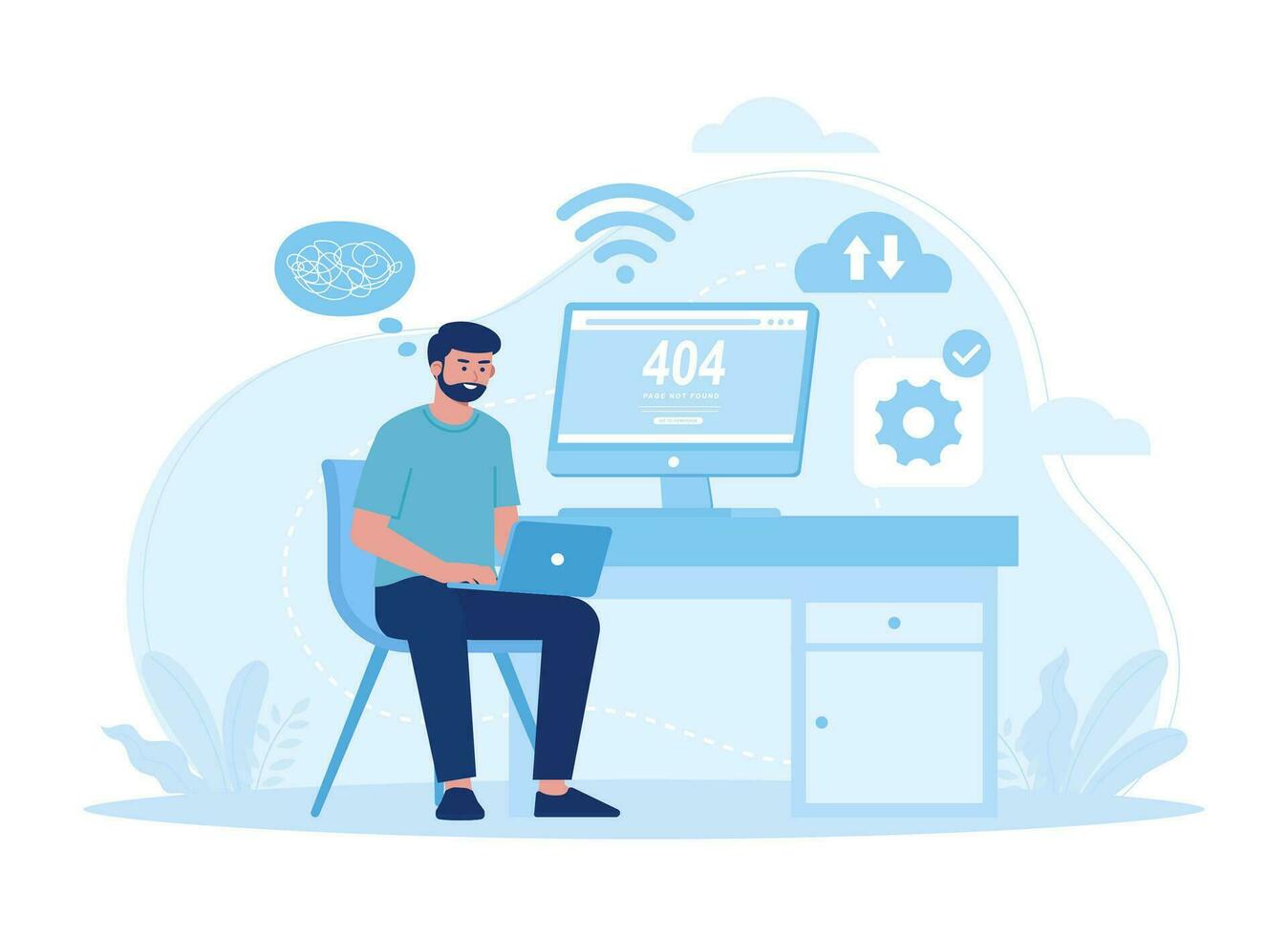 404 error for connection concept flat illustration vector