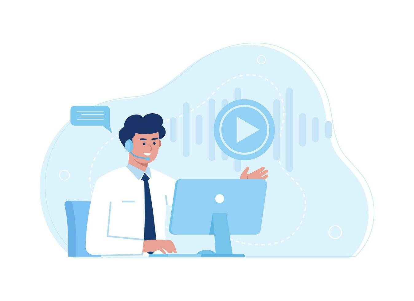 Multimedia industry consultance concept flat illustration vector