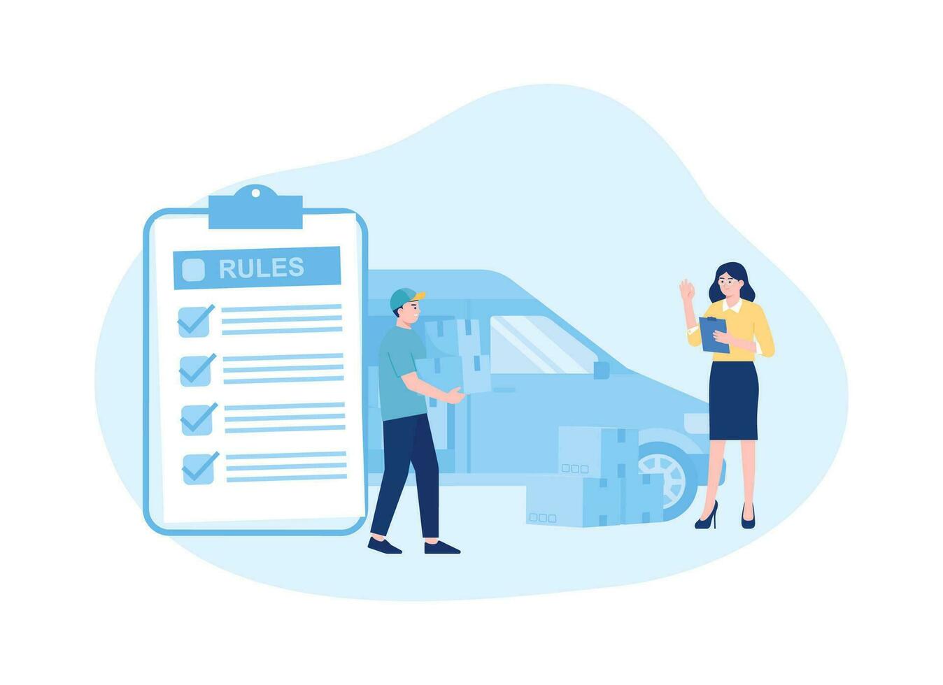 Delivery order service with truck concept flat illustration vector
