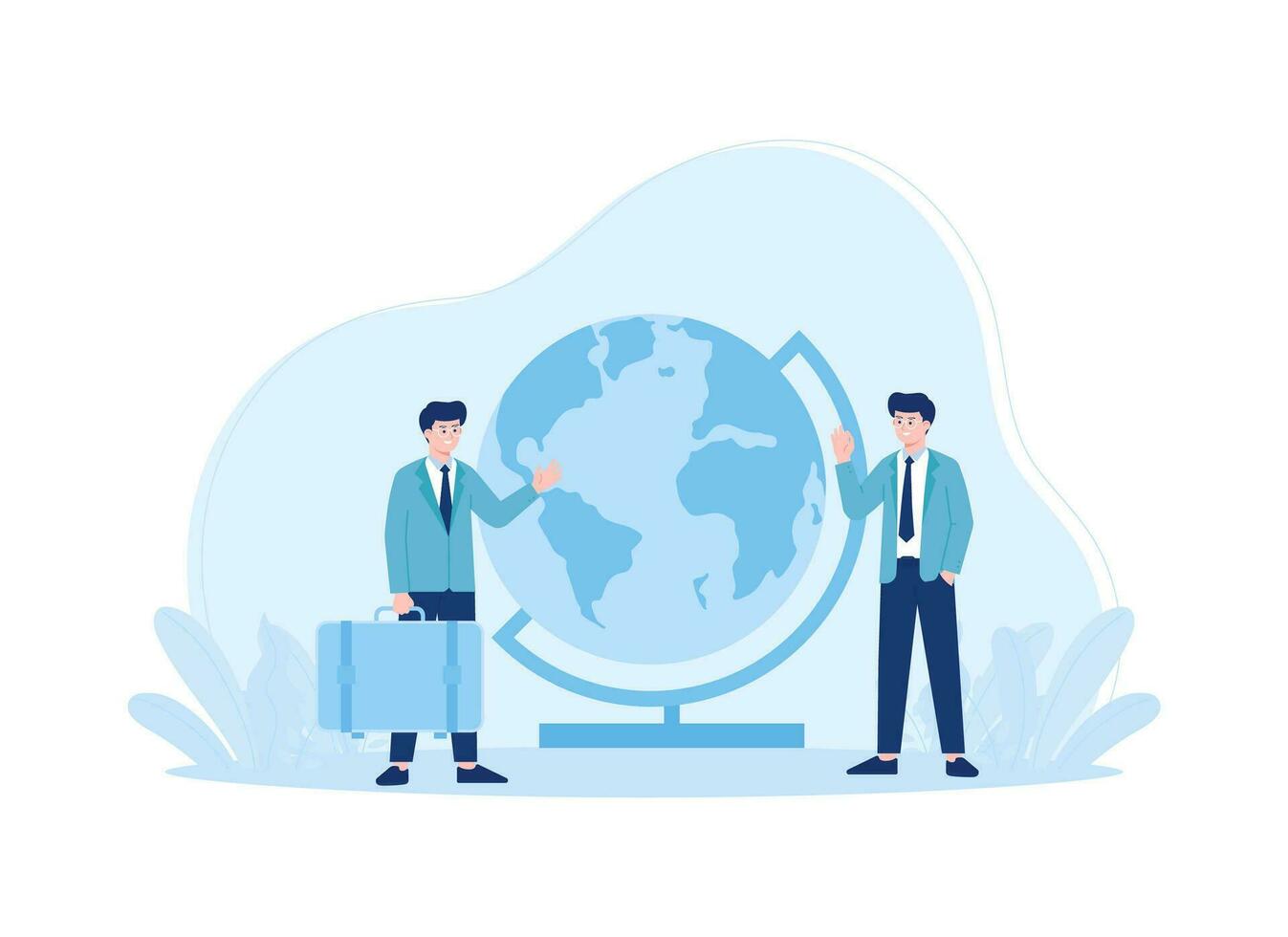 Contract agreement with the world globe concept flat illustration vector