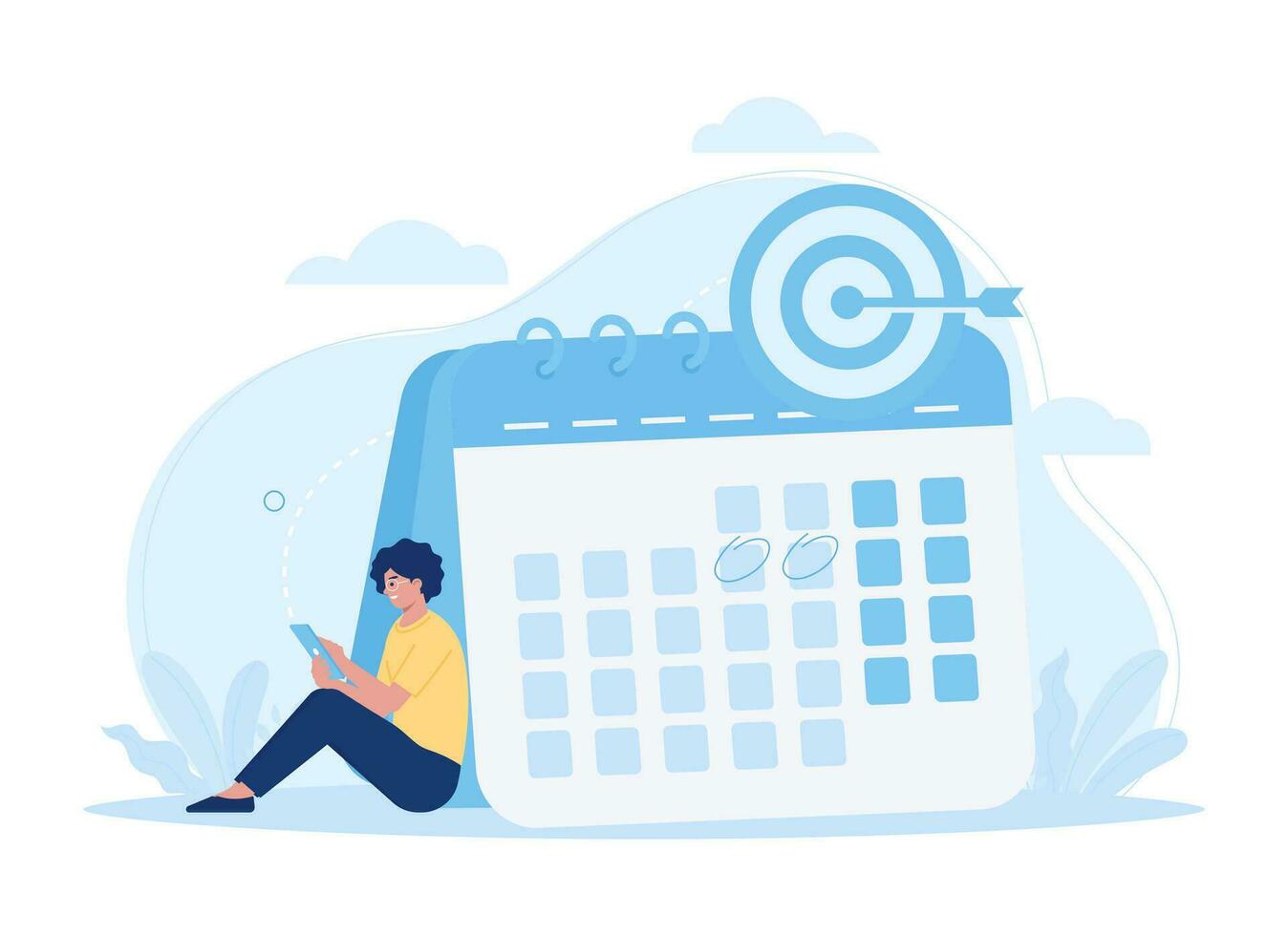 Business target with calendar concept flat illustration vector