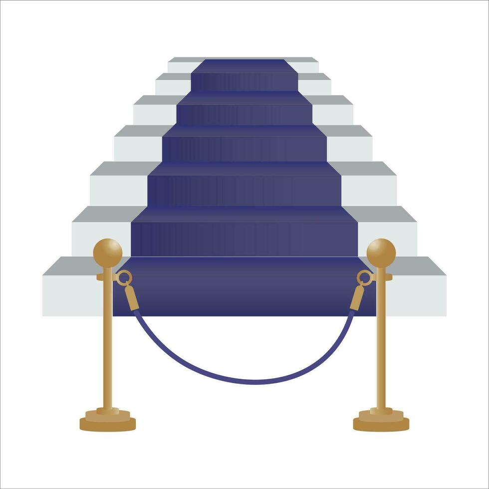 Blue carpet on stairs with railing vector, illustration, symbol vector