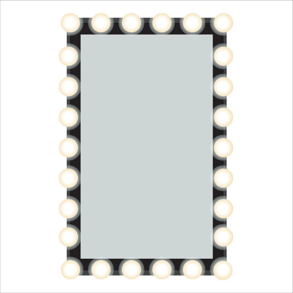 mirror with light bulbs icon, vector, illustration, symbol vector