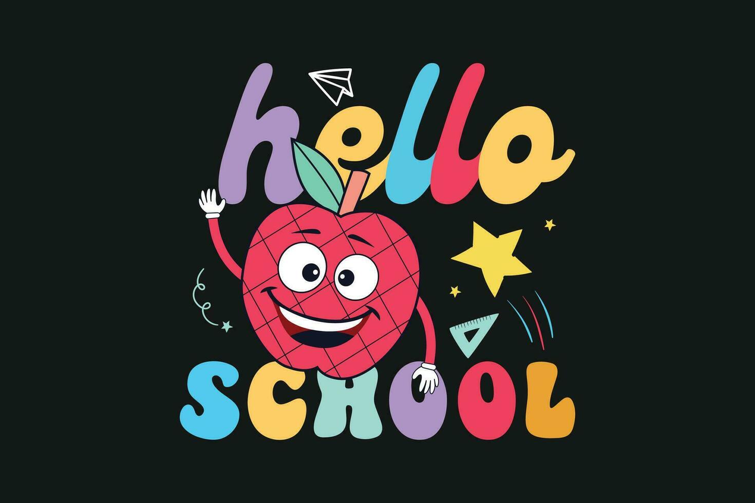 Hello School kindergarten kids vector tshirt