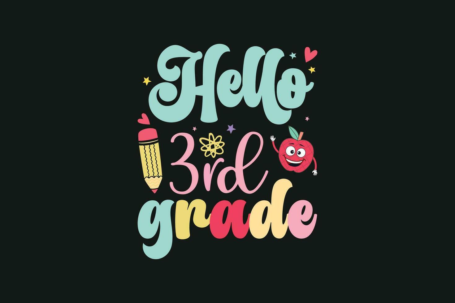 Hello 3rd grade kindergarten kids vector tshirt