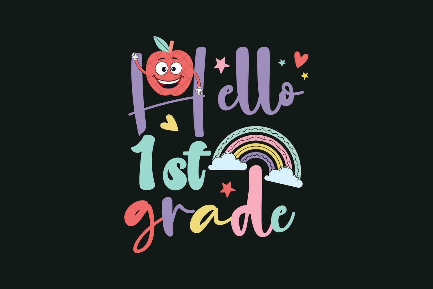 Hello 1st grade kindergarten kids vector tshirt