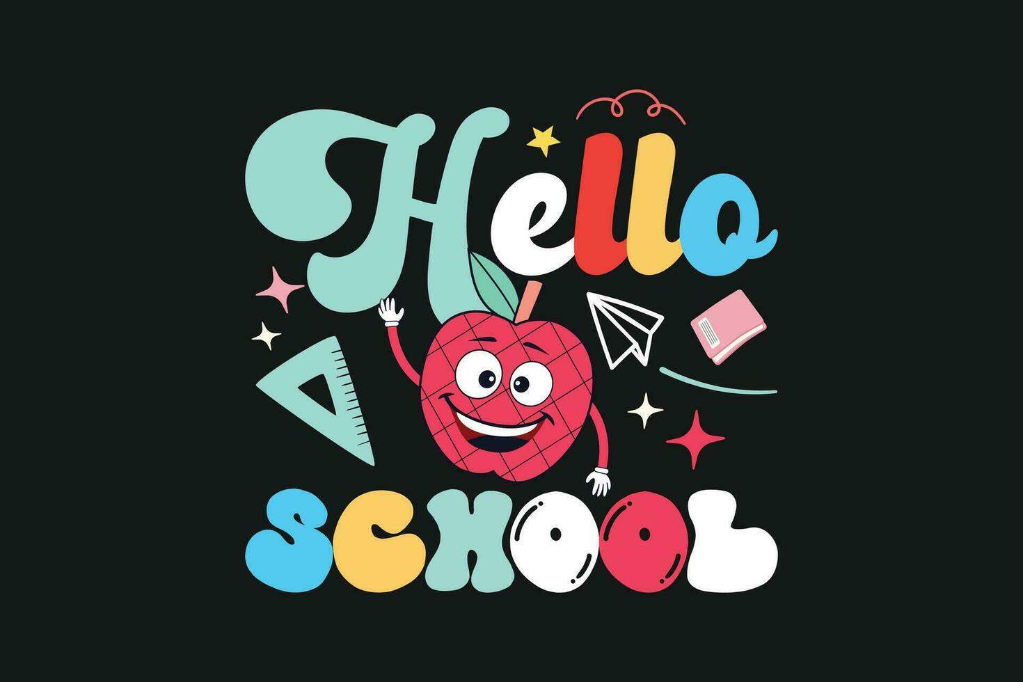 Hello School kindergarten kids vector tshirt