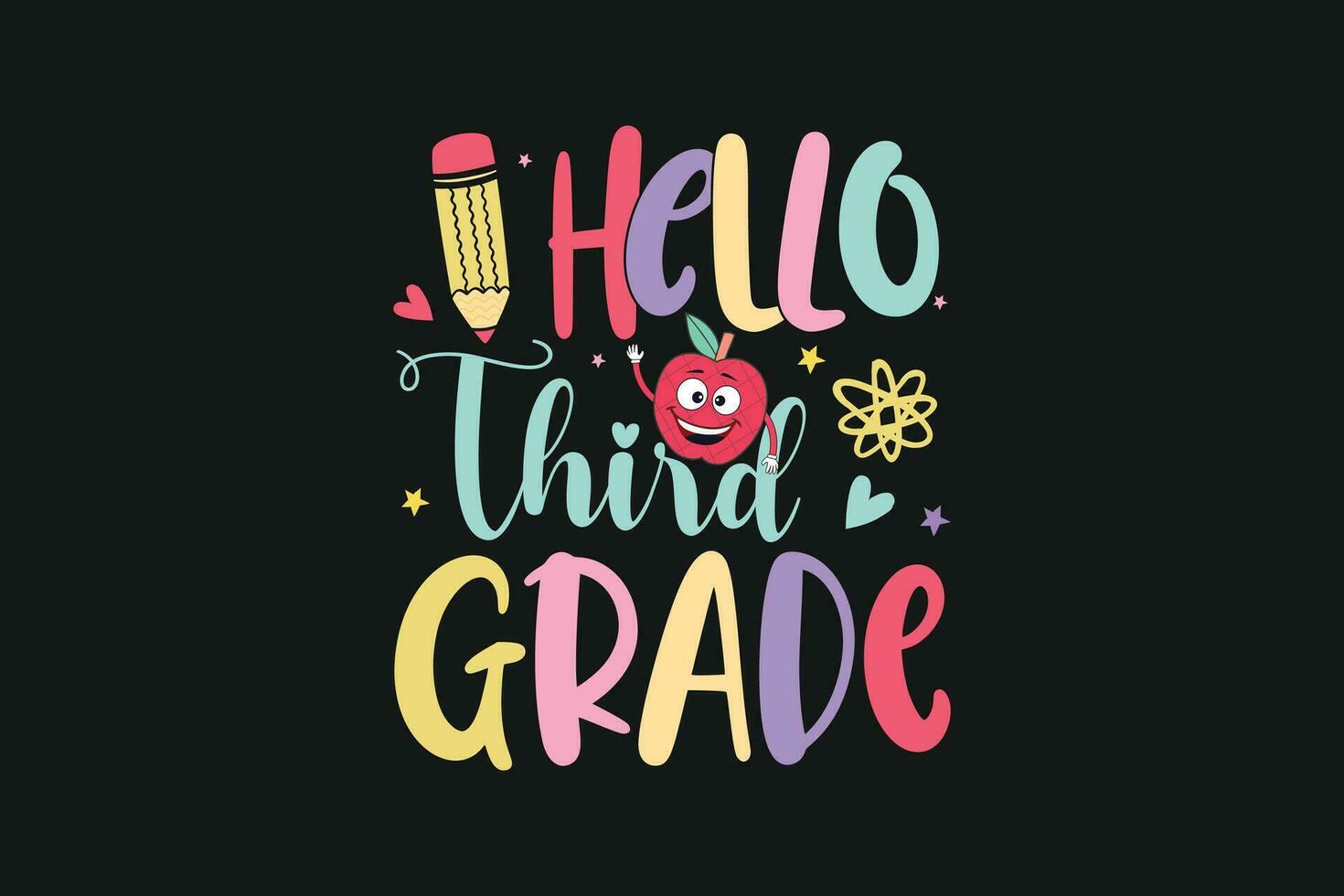 Hello third grade kindergarten kids vector tshirt