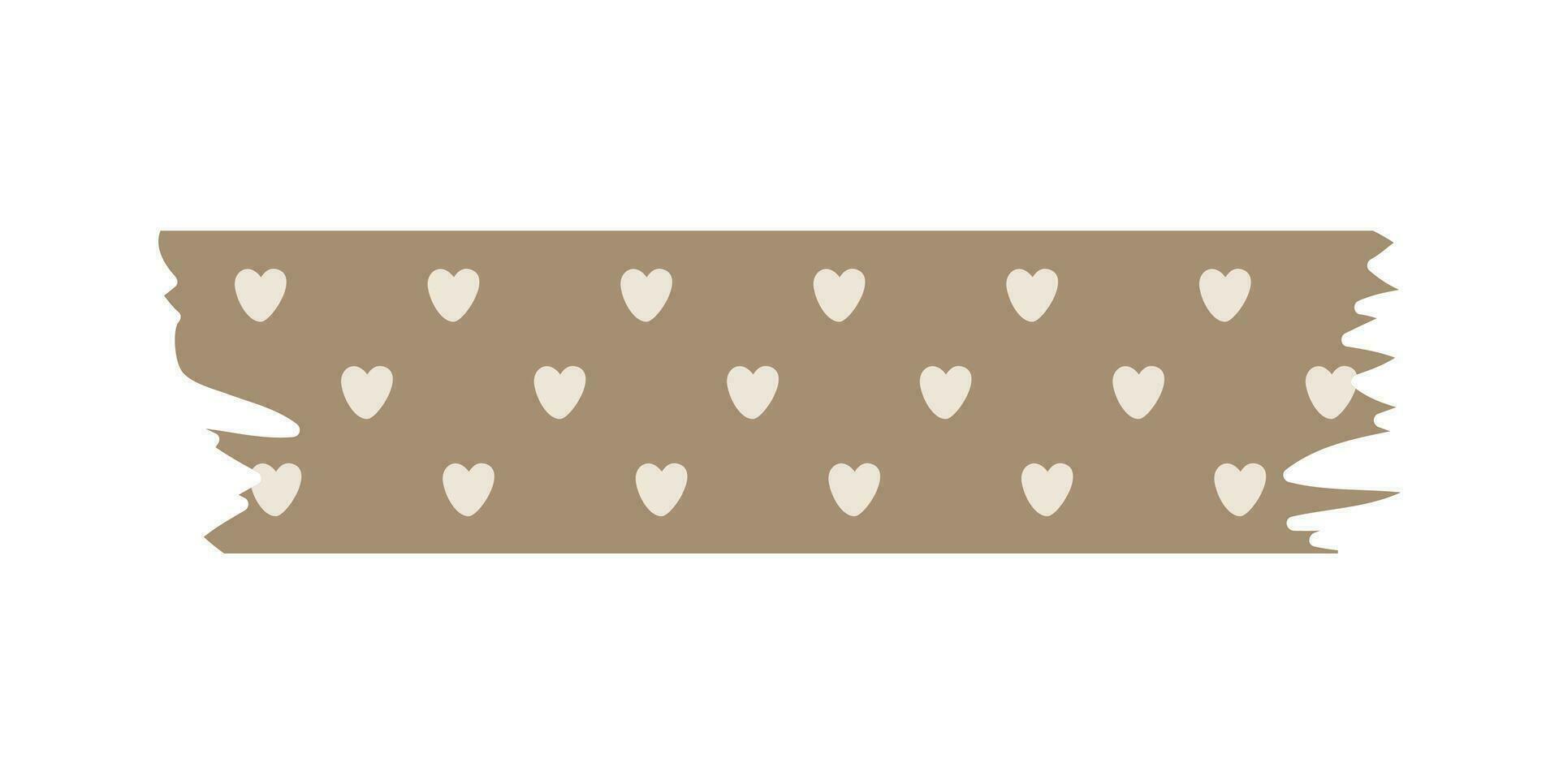 Bright scandi vector border washi tape pattern with hearts. Stylized scotch tape cute kids doodle banner. Scandinavian playful style deco ribbon trim. Decorative modern elements