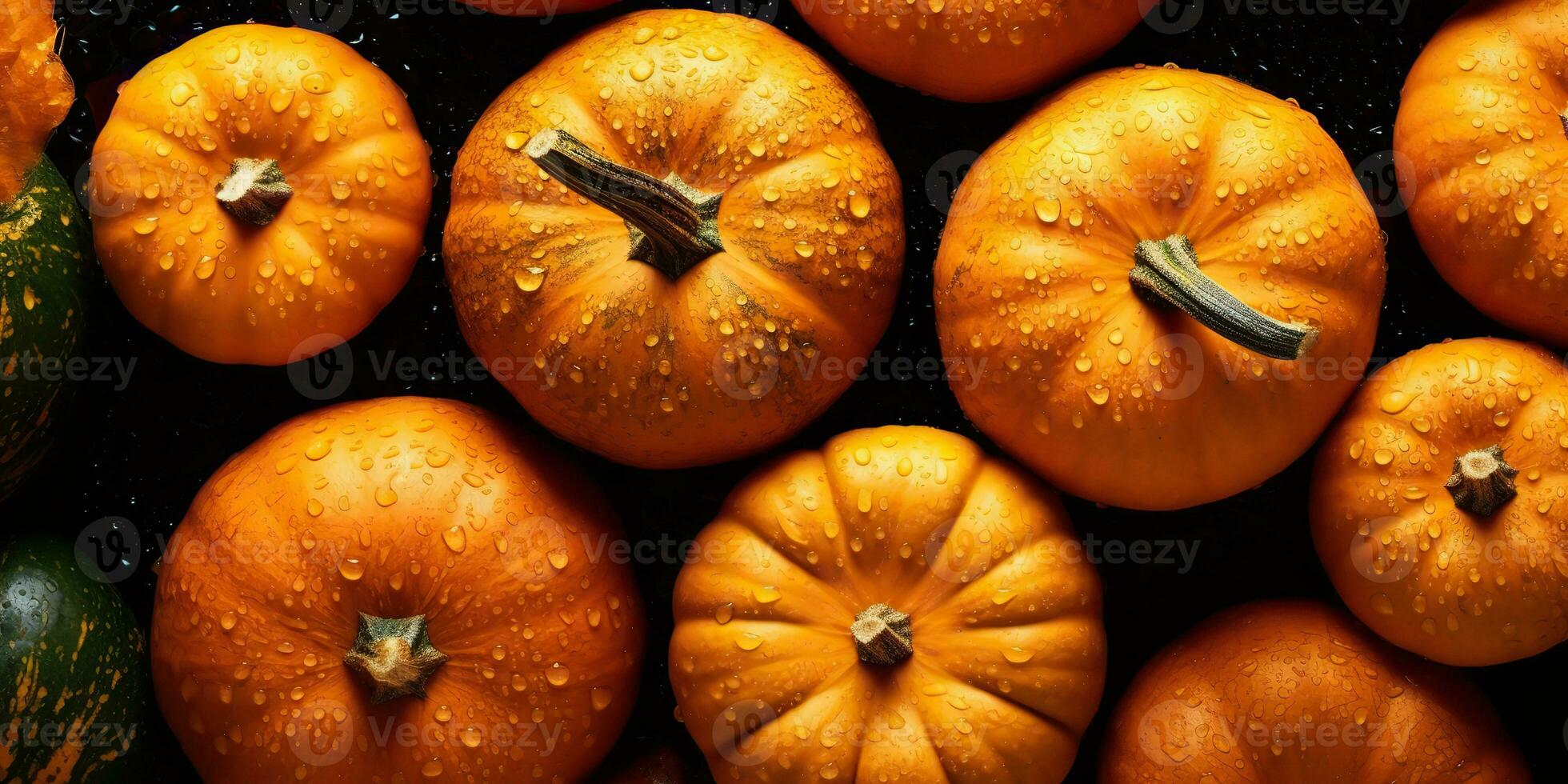 AI Generated. AI Generative. Yellow fresh small pumpkins. Halloween thanksgiving autumn october vegetable. Graphic Art photo