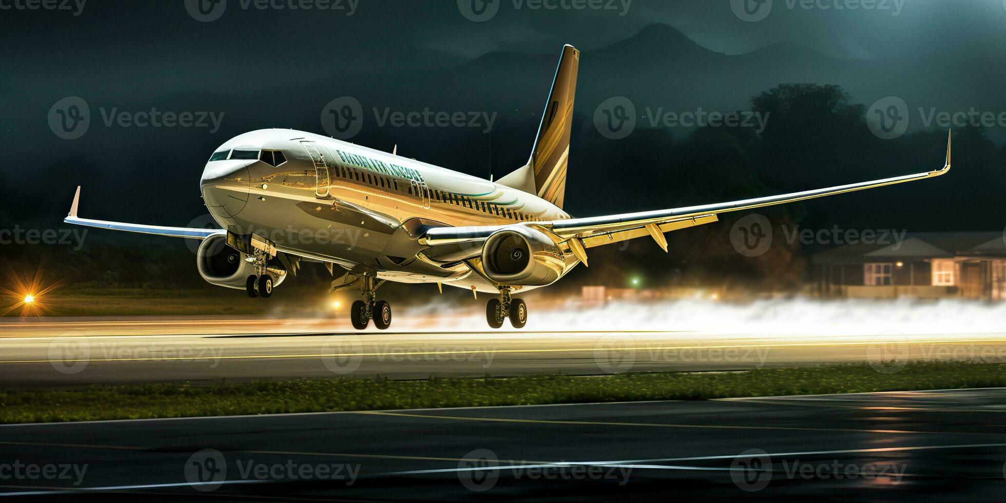 AI Generated. AI Generative. Air airplane take off from airport. Adventure vacation travel vibe. Graphic Art photo