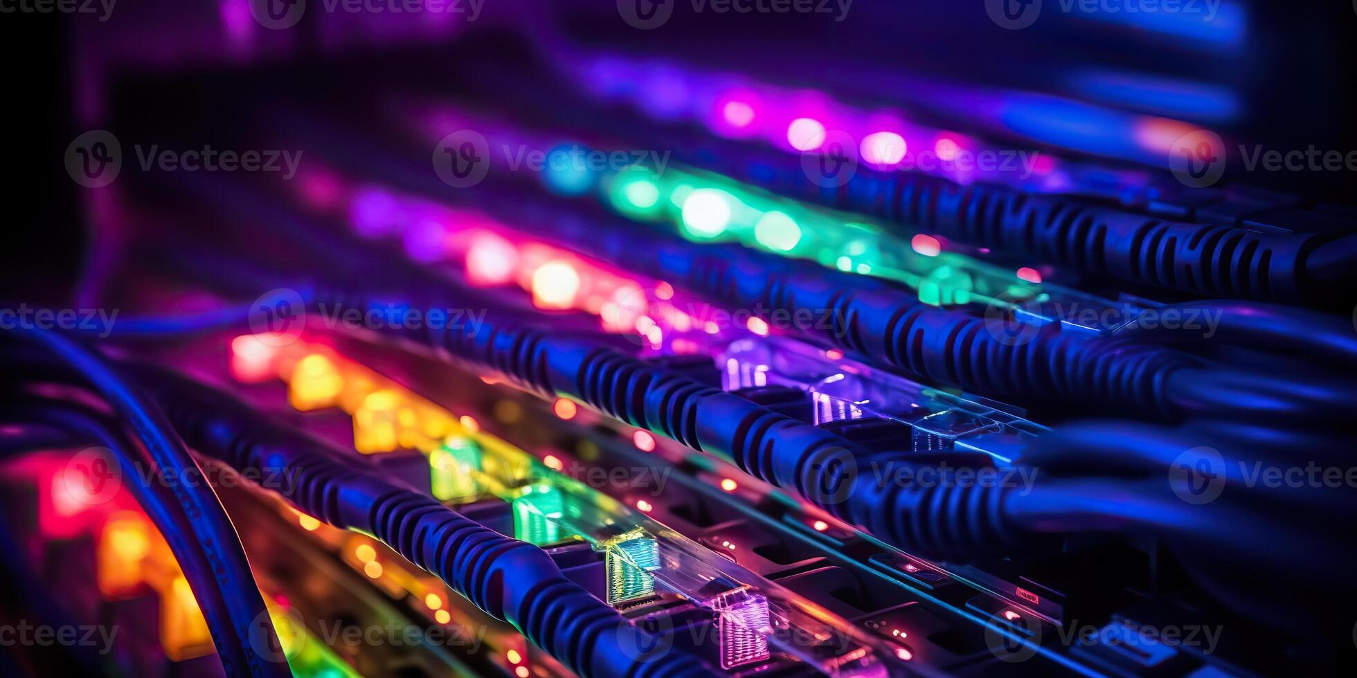 . . Servers connection with Fiber optic cable switch internet pc technology pc Graphic Art photo