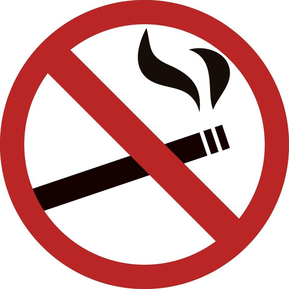 No smoking sign. A sign showing no smoking is allowed. Red round no smoking sign. Smoking prohibited symbol isolated on white background vector