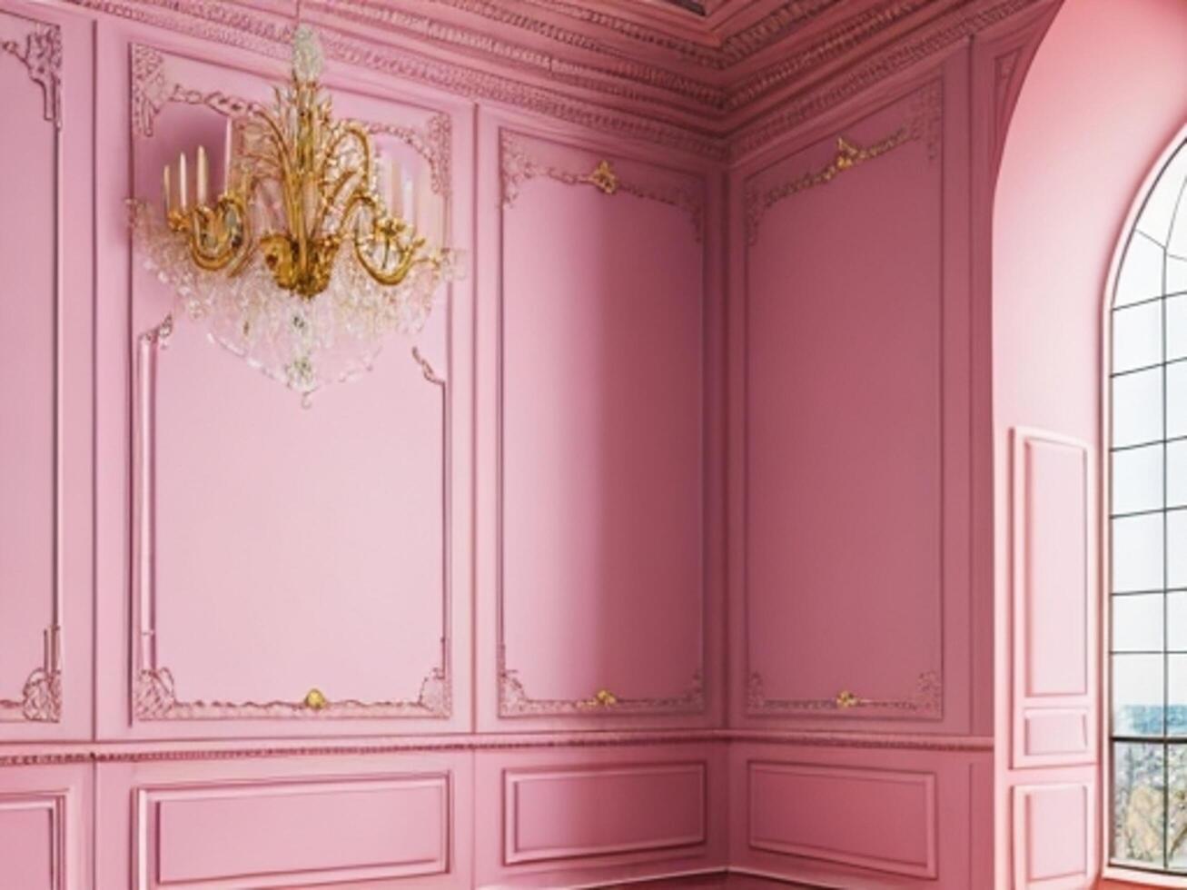 . luxury a pink wall empty room background, home living. photo