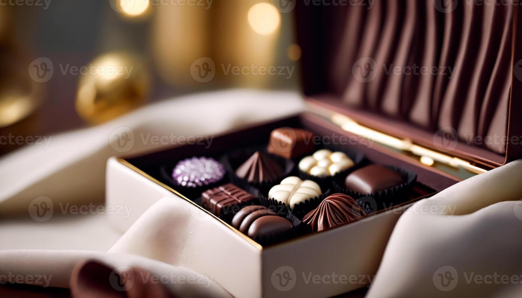 Chocolates and chocolate pralines in a gift box as a luxury holiday present, photo