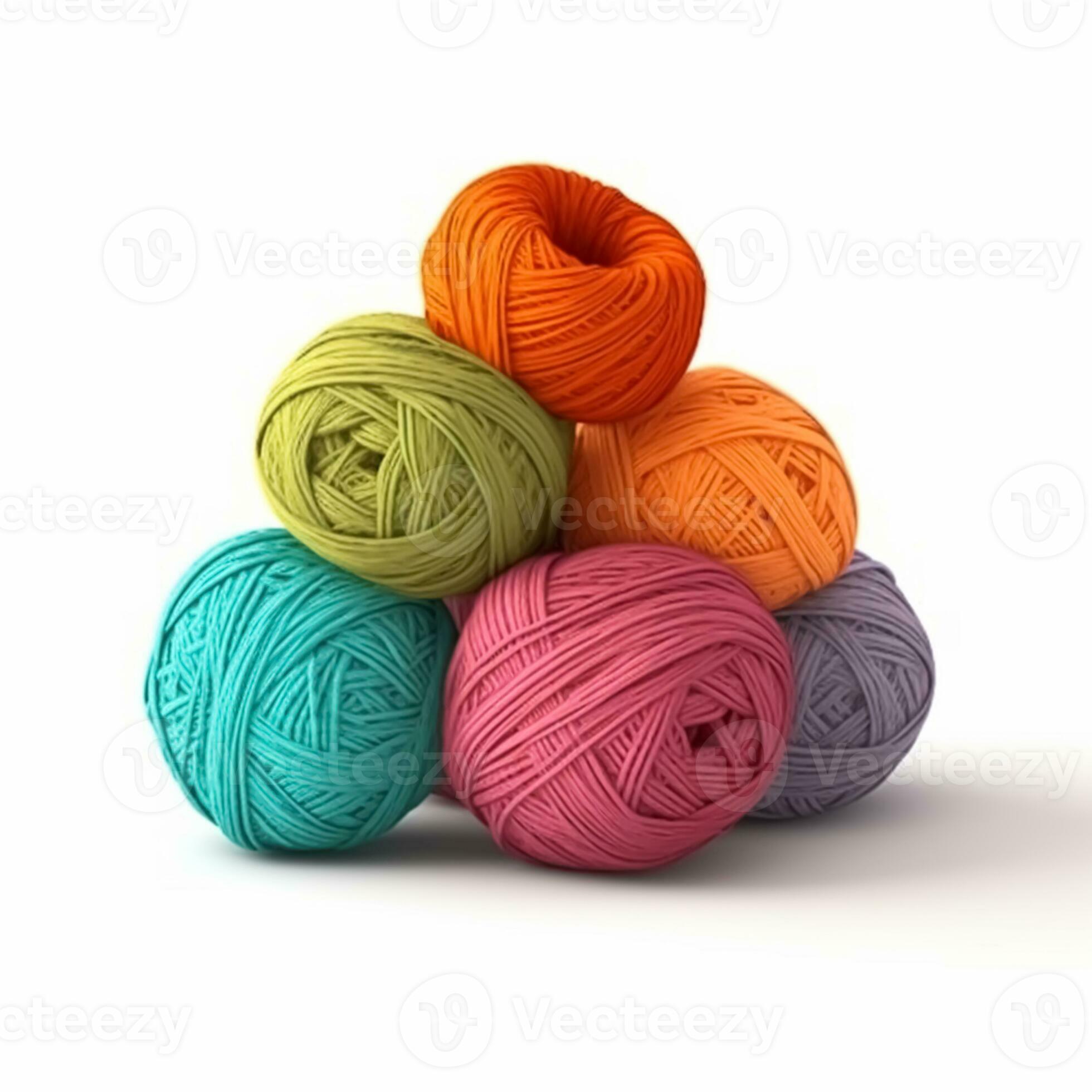 Yarn balls for knitting and crochet isolated on white background, cotton  wool clews and skeins as natural organic material for knitwear, diy  handmade fashion, generative ai 25273035 Stock Photo at Vecteezy