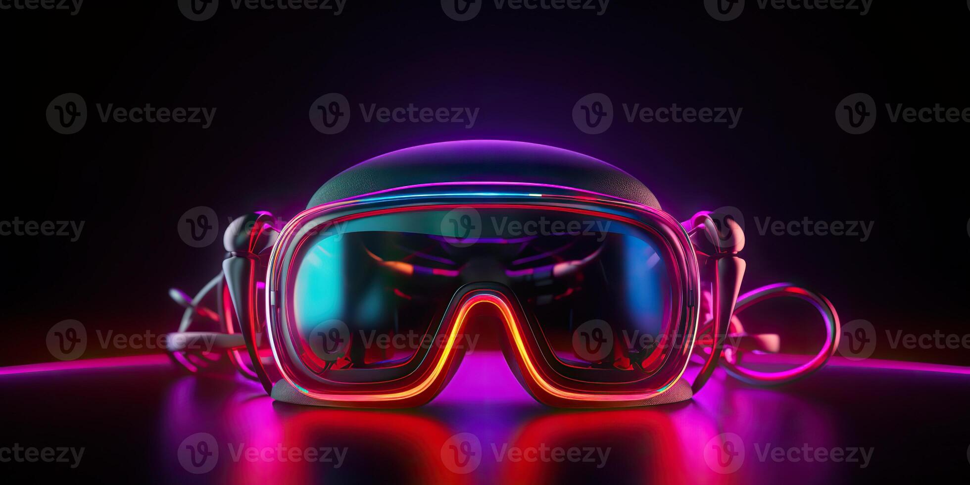 . . VR virtual reality mask headset future technology. Graphic Art photo