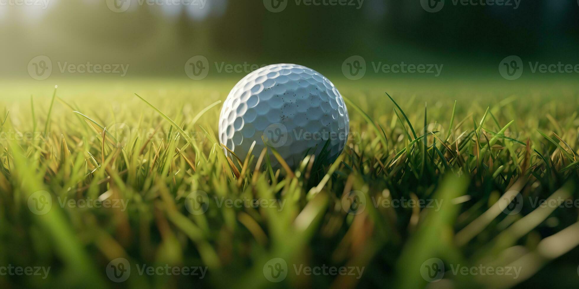 AI Generated. AI Generative. Golf ball game sport nature outdoor on green grass field. Outdoor activity luxury lifestyle. Graphic Art photo