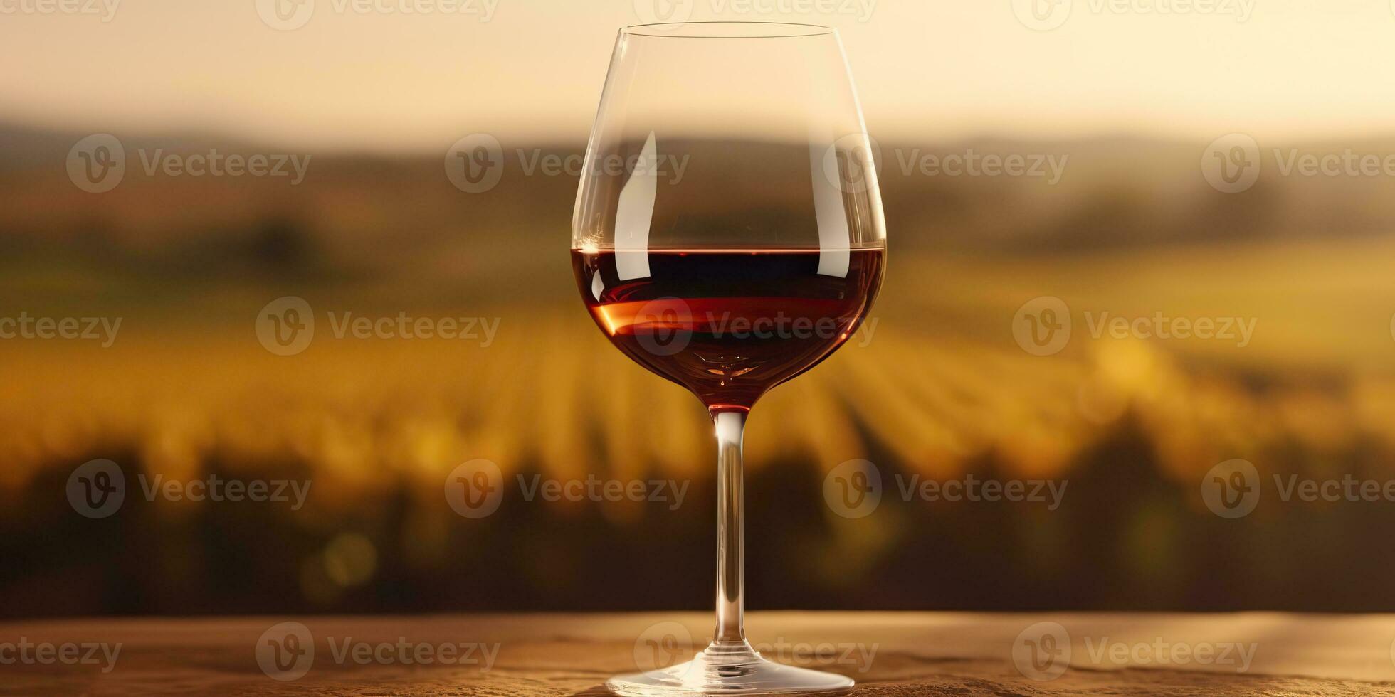 AI Generated. AI Generative. Glass of wine before field vineyard. Alcohol beverage vibe. Graphic Art photo