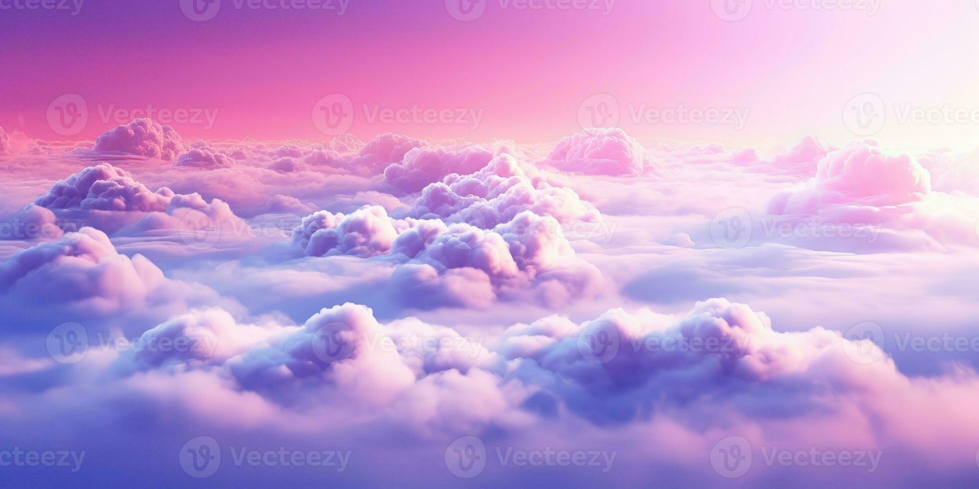 AI Generated. AI Generative. Nature outdoor air sky purple pink clouds. Adventure love romantic fly wild vibe. Graphic Art photo