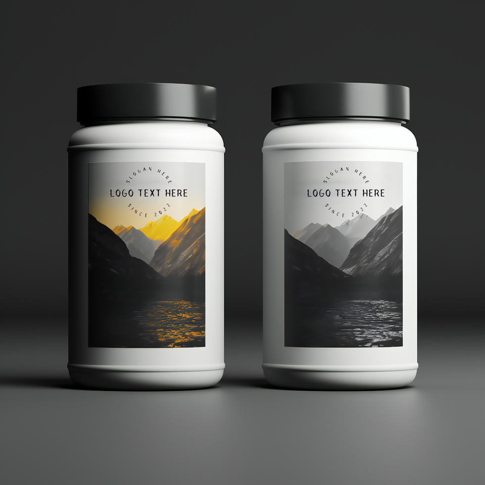 Three jars of green and yellow with the words you go here psd